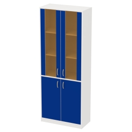 Офисный шкаф ШБ-3+ДВ-62 тон. бронза цвет Белый+Синий 77/37/200 см